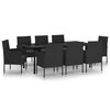 vidaXL 9 pcs conjunto de jantar para jardim preto