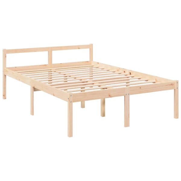 vidaXL Cama de casal para idosos 135x190 cm pinho maci&ccedil;o