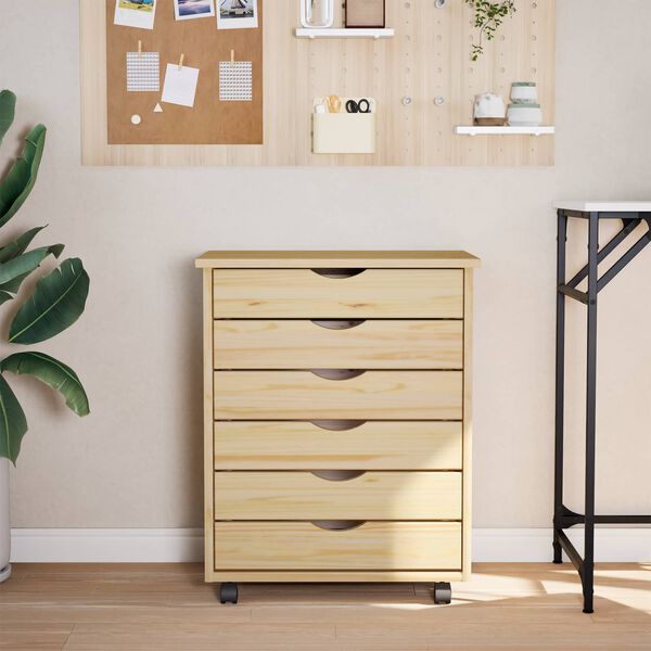 vidaXL Arm&aacute;rio M&oacute;vel com Gavetas com roda MOSS Verniz Transparente