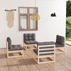 vidaXL 4 pcs conjunto lounge de jardim com almofad&otilde;es pinho maci&ccedil;o