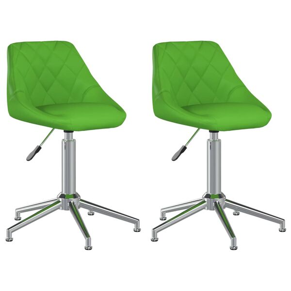 vidaXL Cadeiras de jantar girat&oacute;rias 2 pcs couro artificial verde