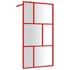 vidaXL Divis&oacute;ria de chuveiro 115x195cm vidro transparente ESG vermelho