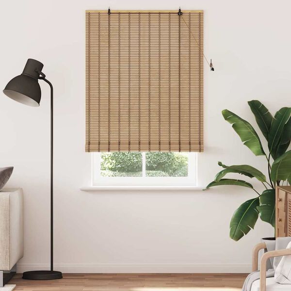 vidaXL Estores de rolo com cortinas Manual Natura 110 x 220 cm Bambu
