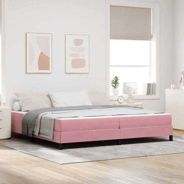 vidaXL Cama Box com colch&atilde;o Rosa 200 x 200 cm tecido