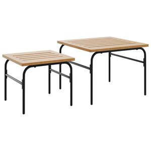 vidaXL Mesas de centro de encastrar p/ jardim 2 pcs a&ccedil;o preto/castanho