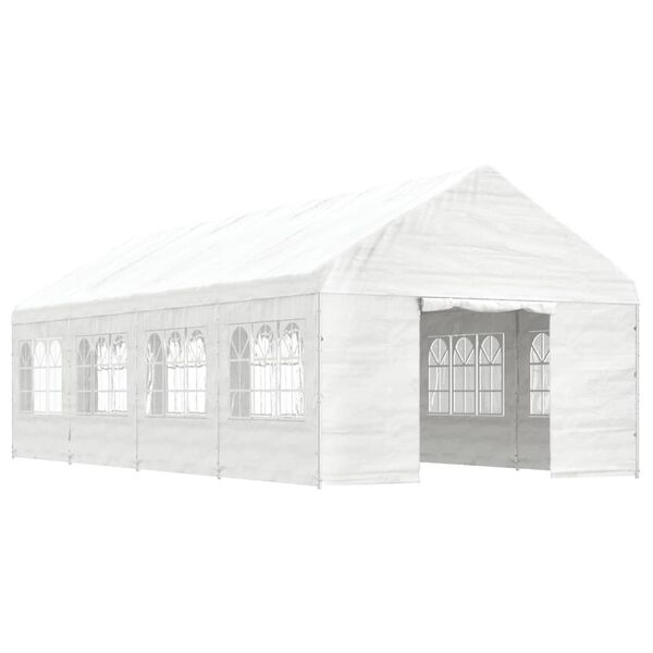 vidaXL Gazebo com telhado 8,92x4,08x3,22 m polietileno branco