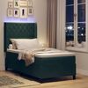 vidaXL Cama Box Spring com LED e Colch&atilde;o Verde-escuro 90 x 200 cm