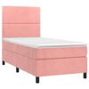 vidaXL Cama box spring c/ colch&atilde;o/LED 90x200 cm veludo rosa