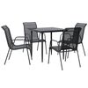 vidaXL 5 pcs conjunto de jantar para jardim a&ccedil;o e textilene preto