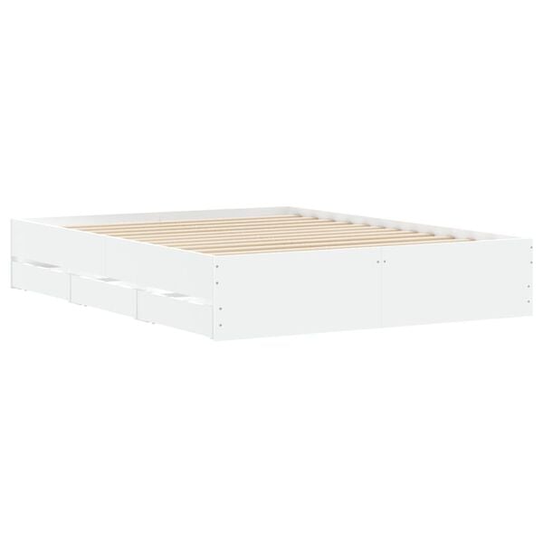 vidaXL Estrutura de cama c/ gavetas 140x200cm derivados madeira branco