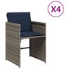 vidaXL Cadeiras de jardim com almofad&otilde;es 4 pcs vime PE cinzento