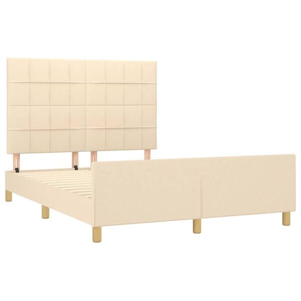 vidaXL Estrutura de cama sem colchão 140x200 cm tecido cor creme