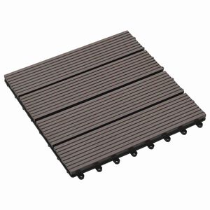 vidaXL Telha de Deck 11 pcs Marrom Escuro 30 x 30 cm WPC