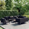 vidaXL 9 pcs conj. lounge jardim c/ almofad&otilde;es vime PE cinza-escuro