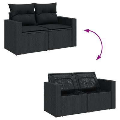 vidaXL 4 pcs conjunto de sofás para jardim c/ almofadões vime PE preto