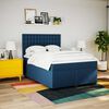 vidaXL Cama com molas/colch&atilde;o 140x190 cm tecido azul