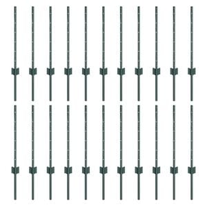 vidaXL Poste de Cerca Embutido 22 unid. Verde 100 cm