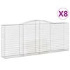 vidaXL Cestos gabi&atilde;o arqueados 8pcs 400x50x160/180cm ferro galvanizado
