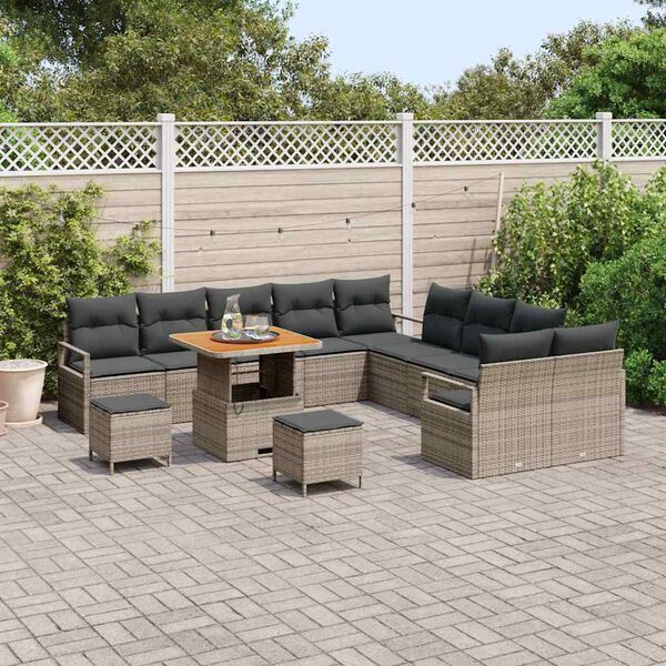 vidaXL Conjunto de Sof&aacute; de Jardim com almofada 13 pcs Cinzeto