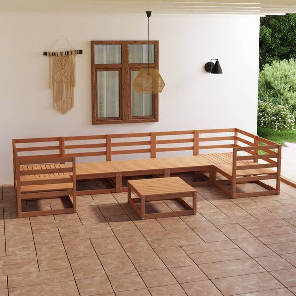 vidaXL 8 pcs conjunto lounge de jardim pinho maci&ccedil;o