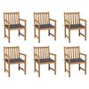 vidaXL Cadeiras de jardim c/ almofad&otilde;es antracite 6 pcs teca maci&ccedil;a