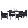 vidaXL Conjunto de Jantar para Jardim com almofada 5 pcs Preto vime PE