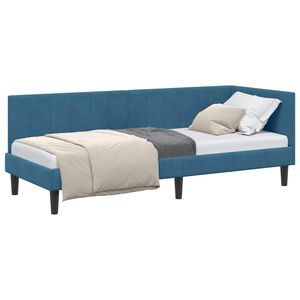 vidaXL Estrutura de Cama de Canto Azul 80 cm x 200 cm Veludo