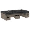 vidaXL 11 pcs conjunto sof&aacute;s de jardim c/ almofad&otilde;es vime PE cinzento