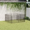 vidaXL Parque para cães com 8 painéis aço galvanizado preto