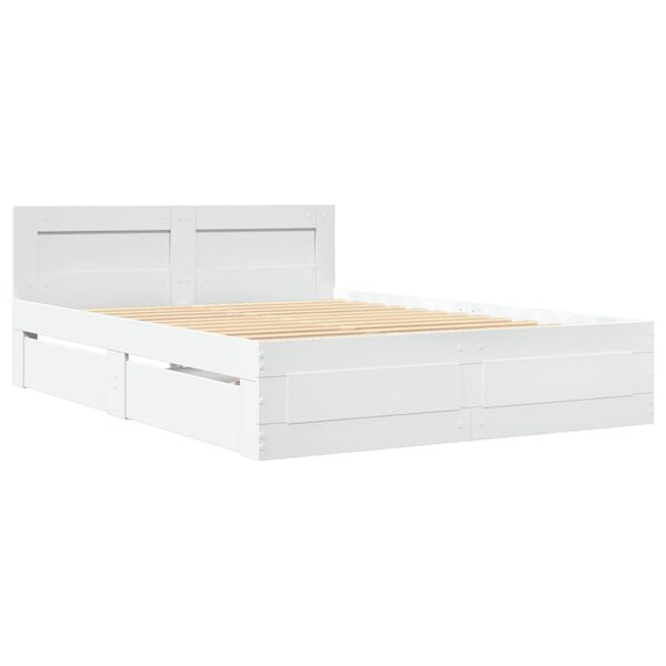 vidaXL Estrutura de cama c/ cabeceira sem colch&atilde;o 140x190 cm branco