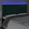vidaXL Cabeceira de cama c/ LED veludo 160x5x118/128 cm verde-escuro