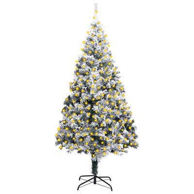 vidaXL Árvore Natal pré-iluminada c/ flocos de neve 300 cm PVC verde