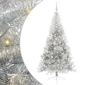 vidaXL &Aacute;rvore de Natal Artificial Pr&eacute;-iluminada Prateado 210 cm PET