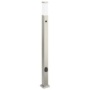 vidaXL Lumin&aacute;ria de poste com sensor e tomada, 110 cm, a&ccedil;o inoxid&aacute;vel, IP44
