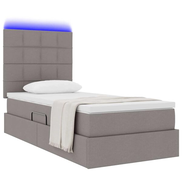 vidaXL Cama com arruma&ccedil;&atilde;o e LED Cinzento-acastanhado 100 x 200 cm