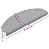 vidaXL Tapetes de escada 15 pe&ccedil;as 65x24x4 cm cinza claro semicircular grande
