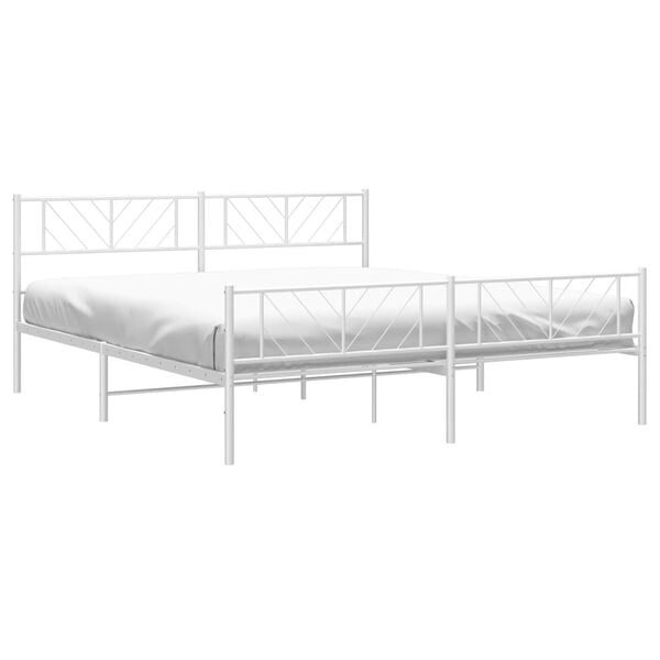 vidaXL Estrutura de cama com cabeceira e p&eacute;s 180x200 cm metal branco
