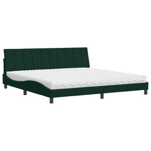 vidaXL Cama com colch&atilde;o Hanko 200x200 cm veludo verde-escuro