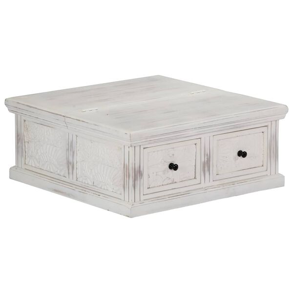 vidaXL Mesa de centro 70x70x30 cm madeira de mangueira maciça branco