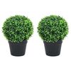 vidaXL Plantas bolas de buxo artificiais c/ vasos 2 pcs 37 cm verde