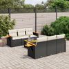 vidaXL 7 pcs conjunto de sof&aacute;s p/ jardim c/ almofad&otilde;es vime PE preto