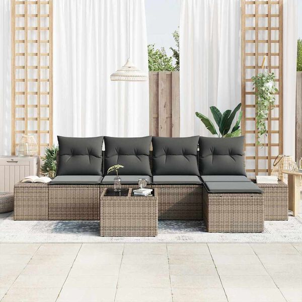 vidaXL Conjunto de Sof&aacute; de Jardim 5 pcs Cinzento-claro vime PE
