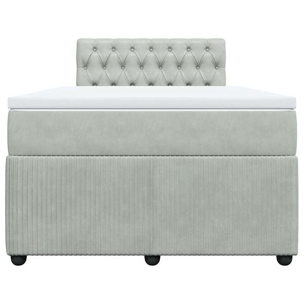 vidaXL Cama boxspring com colch&atilde;o 120x190 cm veludo cinzento-claro
