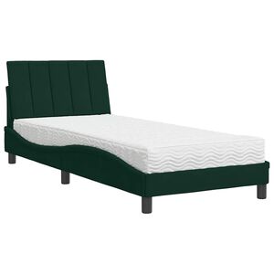 vidaXL Cama com colch&atilde;o Hanko 80x200 cm veludo verde-escuro