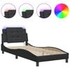 vidaXL Estrutura de cama com LED sem colch&atilde;o Zadar 90x190 cm preto
