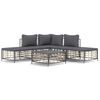 vidaXL 6 pcs conjunto lounge de jardim c/ almofad&otilde;es vime PE antracite