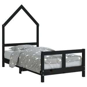 vidaXL Estrutura de cama infantil 80x160 cm pinho maci&ccedil;o preto