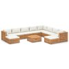 vidaXL 11pcs conjunto lounge jardim + almofad&otilde;es cor creme teca maci&ccedil;a