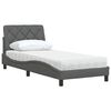 vidaXL Cama com colch&atilde;o 80x200 cm tecido cinzento-escuro