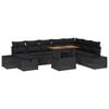 vidaXL Conjunto de Sof&aacute; de Jardim com almofada 9 pcs Preto vime PE